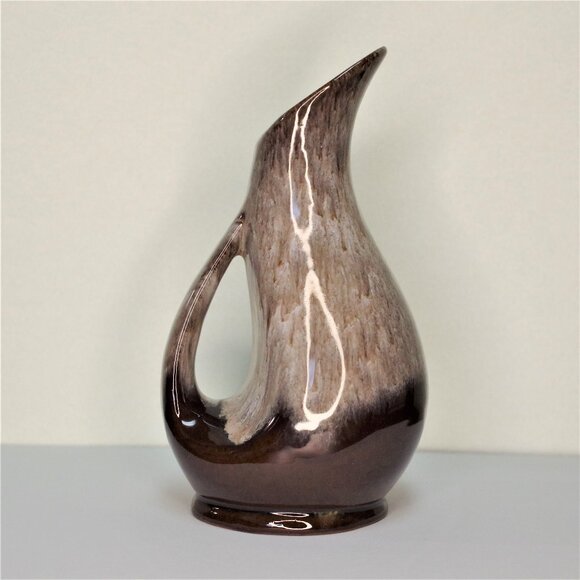 Pottery Brown Drip Glaze Small 6 3/4" Jug Pitcher Vase 992 Evangeline Ware - Picture 1 of 6